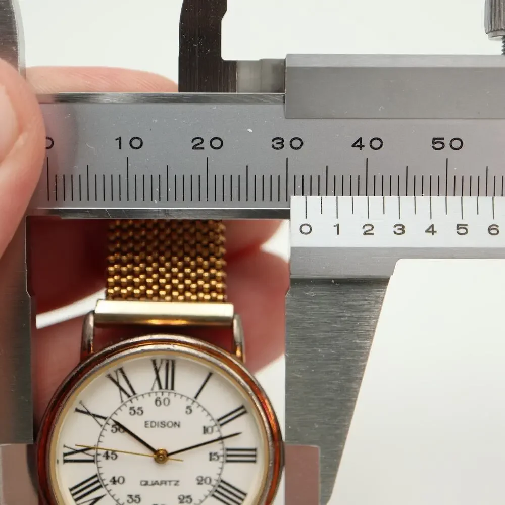 Vintage Edison Gold Tone Unisex 32mm Dress Watch Stretchy Band w New Battery
